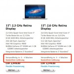 Lieferzeit des MacBook Pro Retina steigt auf 3 bis 4 Wochen